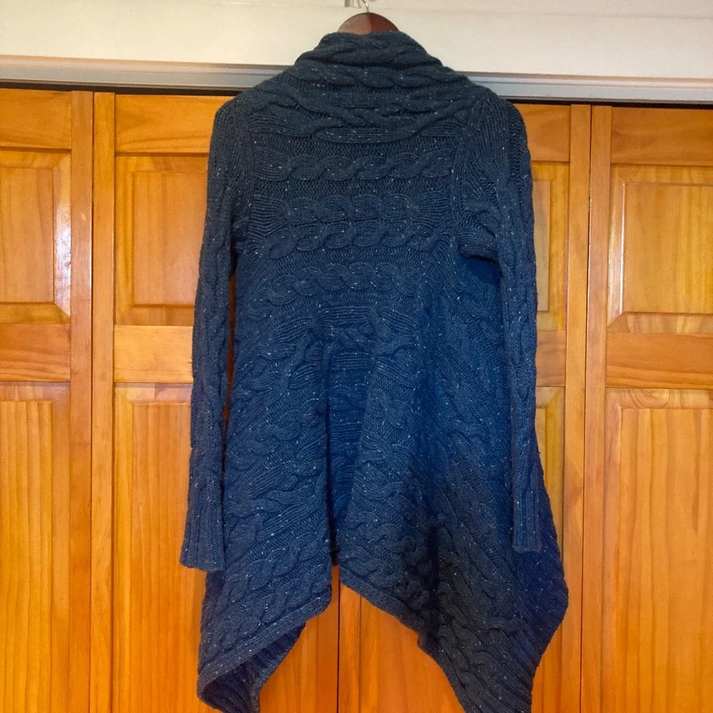 Anthropologie Teal Speckled Cable Sweater Cardigan Size S by Sleeping on Snow
